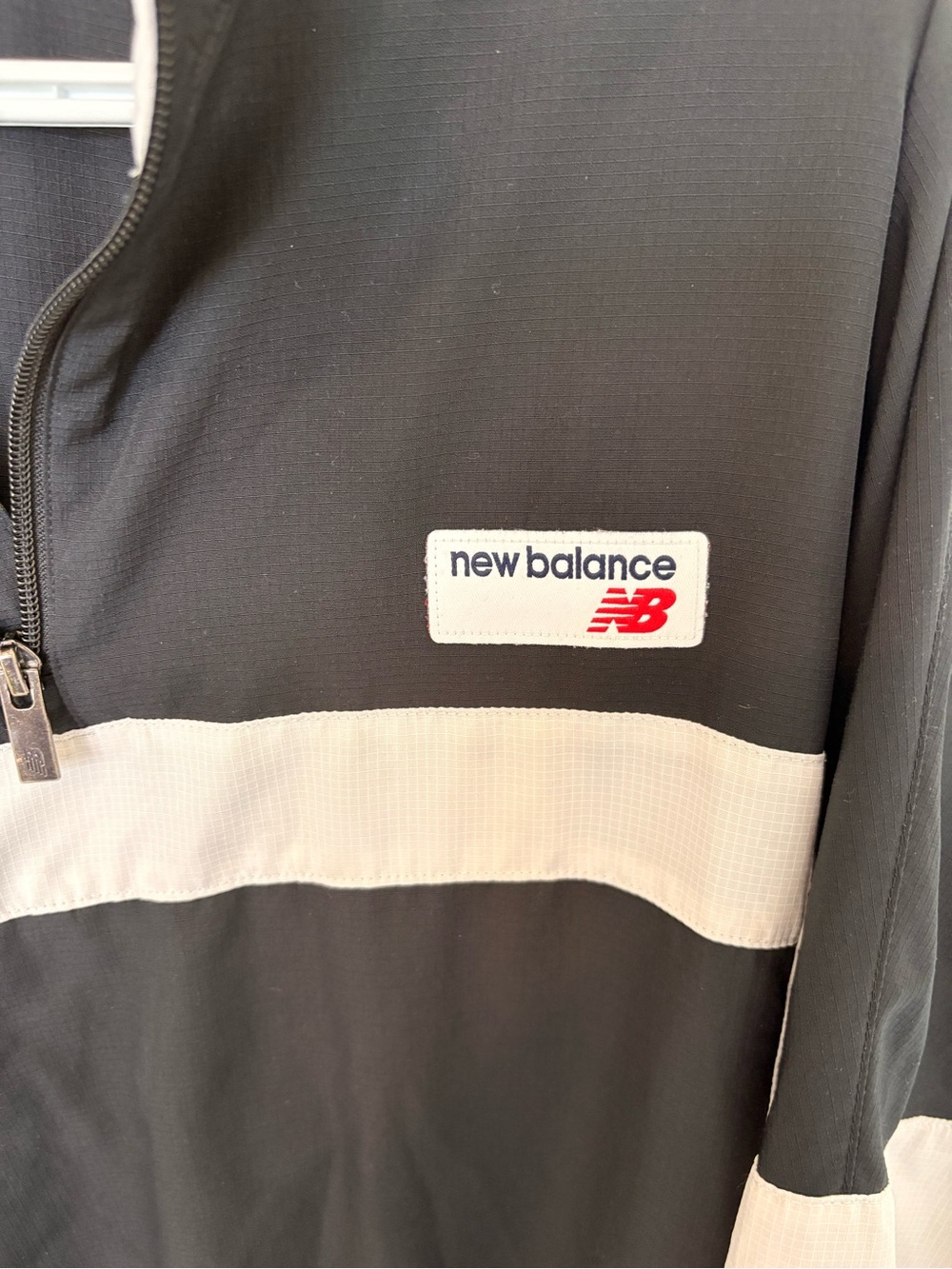 New Balance Black & White Half-Zip Windbreaker Pullover - Picture 5 of 6